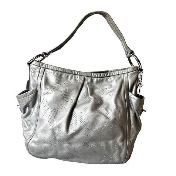 Coach B0971-13622 Gray Pebble Leather Silver Hardware Hobo Shoulder Monogram Bag - Picture 2 of 15